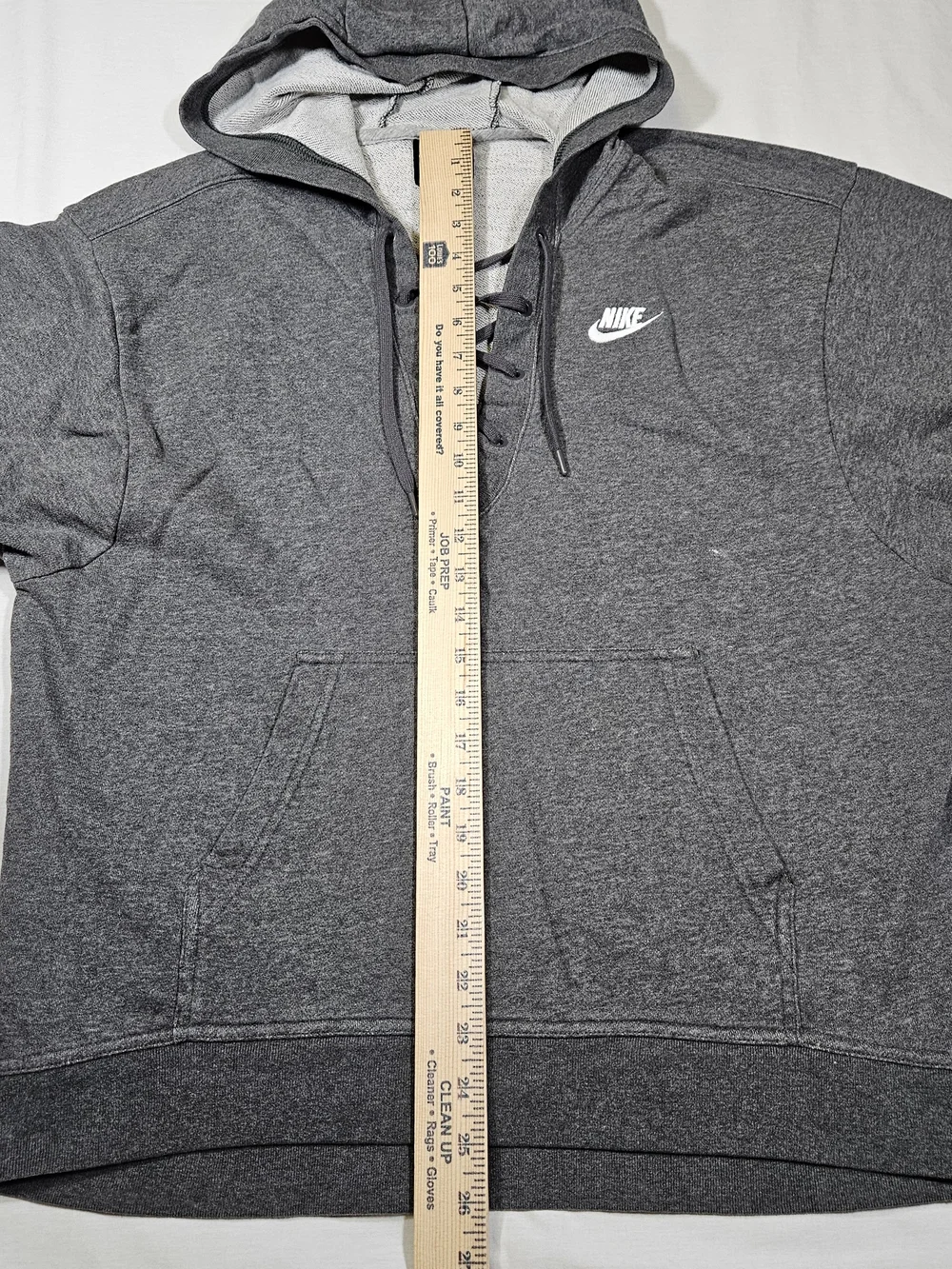 Nike Sportswear Women's Lace Up Front Pullover Hoodie Sweatshirt Gray Small